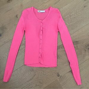 Zara Pink Button-Up Cardigan